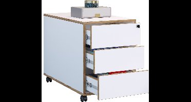 Verrijdbare bijzetcontainer kantoorcontainer wielen oprolbaar koppelbaar Salia 3 lade diepte 70 cm