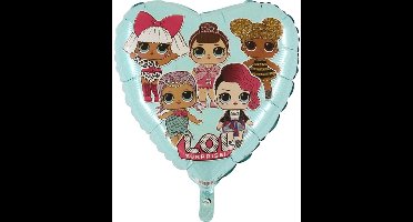 LOL Surprise hart folieballon licht blauw 45 cm.