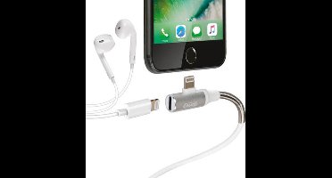 Kabel 90° Usb > Lightning + oortelefoon adapter (MFI)