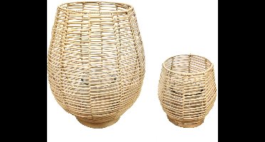 Lantaarn rattan Ø32x39cm set van 2