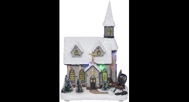 Star Trading LED Scenery 'Kapel', Kerk als muziekdoos + rotatie, batterij + timer, kleurrijke LED's, H 27 cm, B 19 cm