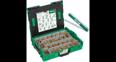 SPAX montagekoffer, L-BOXX, groot, Yellox A2L, kruis Z, verzonken kop, 17 afmetingen, 2930 stuks, incl. 5 SPAX bits en SPAX duimstok - 5000009160069