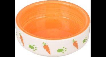 Flamingo Eetpot Knaagdier Iggy Keramisch - Oranje/wit - 8.5 x 8.5 x 3 cm