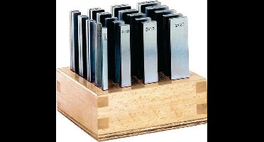 Set parallelle onderlegblokken 100mm In houten standaard
