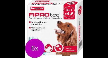 Beaphar Fiprotec Dog 3+1 pip - Anti vlooien en tekenmiddel - 6 x 10-20kg