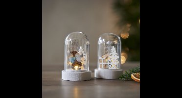 Star Trading Reinbek glazen stolpen - set van 2 verschillende - LED kerstdecoratie - D 5.5 cm - H 9 cm
