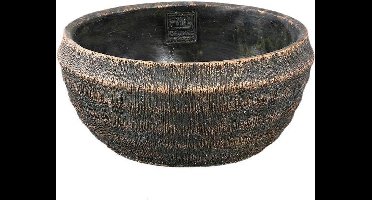 PTMD Bloempot Sary - 25x25x12 cm - Cement - Zwart