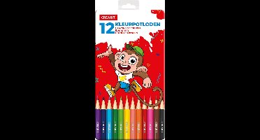 CREAKIT. Kleurpotloden Set Junior – Tekenpotloden – Met doos – Hout – 12 Stuks – Meerkleurig