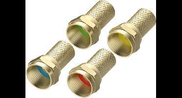 Hama F-stekker, 7,0 mm, schroefbaar, 4 stuks, kleurgecodeerd