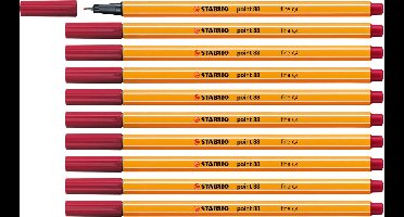 STABILO point 88 - Premium Fineliner - Fine 0,4 mm – Crimson Rood – Doos 10 stuks