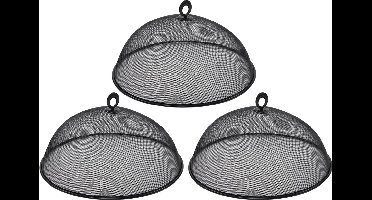 HI Vliegenkap/voedselkap tegen insecten - 3x - RVS - Zwart- Dia 35 cm - Eten/voedsel beschermen - Afdekkap