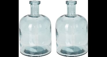 H&S Collection Bloemenvaas Umbrie - 2x - Gerecycled glas - transparant - D15 x H24 cm - Fles vorm