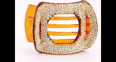 Haarklem ovaal bruin met strass