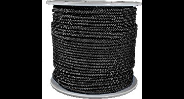 Gevlochten Koord – 100 meter – 5mm - Zwart – Touw - Haspel
