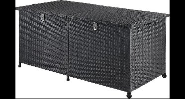 Casaria Tuinbox - Polyrattan XXL Zitbank 150cm 625L UV bestendig – Zwart