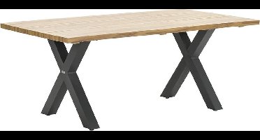 Garden Impressions Zeus dining tafel 220x100 - X-stijl -carbon black/teak look