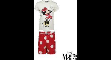 Minnie Mouse shortama - Maat 98/104 - wit met rood - Disney pyjama - 100% katoen