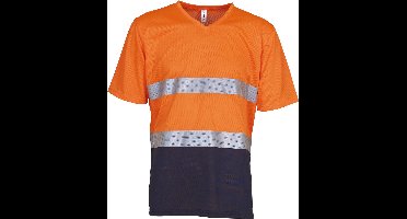 Yoko Top Cool - Hi-Vis T-shirt V-hals YHVJ910 - Hi Vis Orange / Navy - L