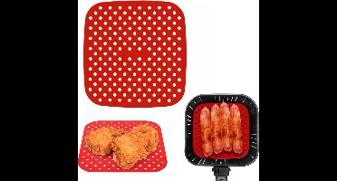 Consumerce® Siliconen Airfryer Bakmat – Vierkant 7.5 Inch – Rood – Airfryers – Heteluchtfriteuse – Bakpapier Accessoires – Air Fryer Bakje XL XXL – Heteluchtoven – Hetelucht Oven Bakjes – Friteuse Mandje – Papier