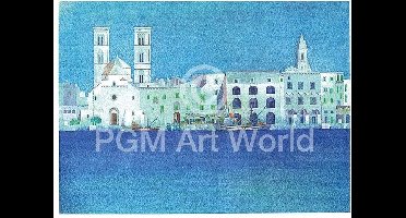 Kunstdruk Ralf Westphal - Weiße Hafenstadt in Apulien 70x50cm