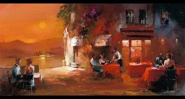 Kunstdruk Willem Haenraets - Dinner for two I 100x50cm