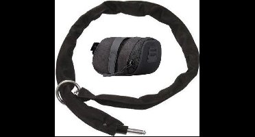140cm insteekketting - inclusief opbergtasje - geschikt voor AXA Defender / Solid Plus - zadeltas - Gehard staal - Zwart