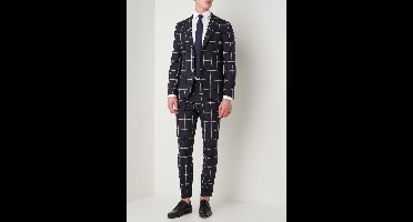 Van Gils Elliot regular fit pak / kostuum van wol - Blauw/ Wit - Maat 52