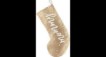 Rustic Christmas Jute Sok Met Opdruk Mommy - 23 x 39,5 cm