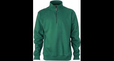 James and Nicholson Uniseks werkkleding Half Ritssweatshirt (Donkergroen)