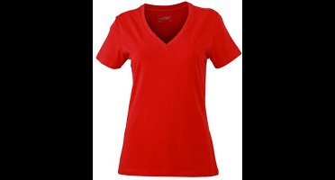 James and Nicholson Dames/dames Rekken V-hals Tee (Rood)