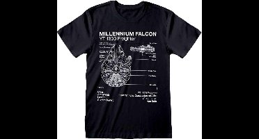 Star Wars Millenium Falcon Sketch Heren T-shirt - zwart - XL