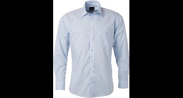 James and Nicholson Heren Longsleeve Poplin Shirt (Lichtblauw)