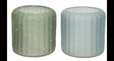 Kaemingk - Decoratieve Glazen Kandelaars - 7,5 x 8 cm - Stippen - Enkel