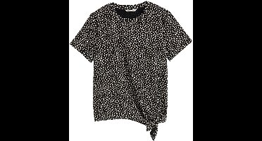 Tom Tailor Denim - T-shirt met knoopdetail - Maat XS - black white dotted print
