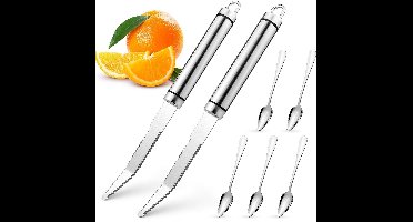 Boraboi® Grapefruit- en Citrusmes Set met 5 Roestvrijstalen Lepels voor Keukengebruik