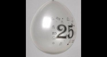 Ballon zilver cijfer 25 ø 30 cm 8 stuks - .