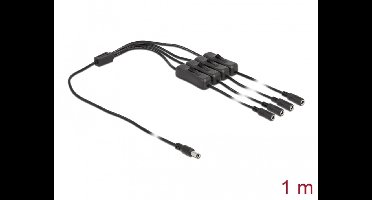 Delock Cable DC 5.5 x 2.1 mm male to 4 x DC female with switch 1 m