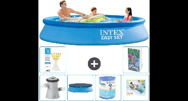 Intex Rond Opblaasbaar Easy Set Zwembad - 305 x 61 cm - Blauw - Inclusief Pomp Afdekzeil - Filter - Loungebed - 7-delig