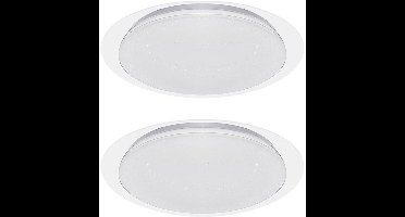 LED plafondlamp dimbaar met afstandsbediening keukenlamp sterrenhemel effect, nachtlamp timer, 40W 2800lm warm wit-koud wit, DxH 46,5 x 7,5 cm, set van 2