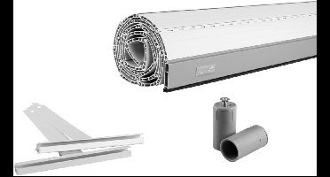 Schellenberg 39020 100 x 120 cm witte PVC Maxi rolluiklamellenset voor stalen buizen van 60 mm, breedte instelbaar, incl. rolluikophangveer, aluminium eindlamel, rolluikstopper