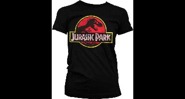 Jurassic Park Dames Tshirt -2XL- Distressed Logo Zwart