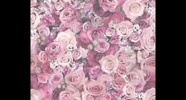 A.S. Création Urban Flowers 32722-4 Rozen Behang – Bloemen Motief Roze/Violet – Stijlvolle Wandbekleding