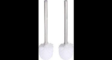 KARZO - Set van 2 toiletborstels met roestvrijstalen handgreep en verwisselbare borstelkop - Diameter 8 cm - Badkamer hygiëne accessoire.