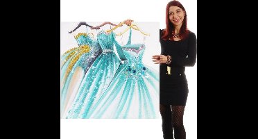 Handgeschilderde Olieverf schilderij Groene kleding