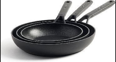 KitchenAid Classic Forged Aluminium koekenpannen set 3-delig - zwart - inductie - anti-aanbak - PFAS-vrij