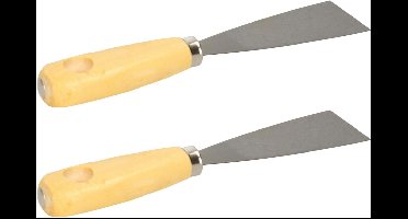 Bruder Mannesmann Plamuurmes - 2x - werkbreedte 50 mm - conisch geslepen staal - houten greep