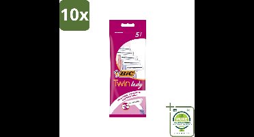 10 x Bic - Twin Lady - Scheermesjes - Dubbel Mesje - Wegwerpmesjes - 5 Scheermesjes - Grootverpakking - Vaatwasstrips - Scheermesje Vrouw - Wegwerpscheermesje - Dubbel Mesje - Scheerbeurt Vrouw - Pastelkleur