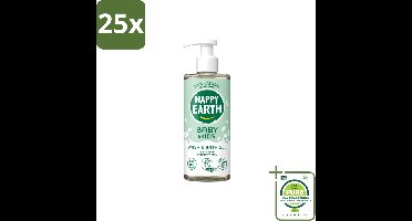 25 x Happy Earth – Was & Badgel – Zeepvrij Baby & Kids – 300 ml - Grootverpakking - Vaatwasstrips - Wasgel - Huidverzachter - Babywasgel - Natuurlijke Wasgel - Allergeenvrije Wasgel