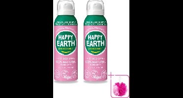 2 x Happy Earth – Deodorant Spray – 100% Natuurlijk Lavender Ylang – 100 ml - Bulkverpakking - Natuurlijke deodorant spray - Douchemop - Luchtdeodorant