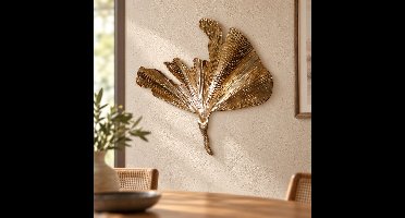 Hoppa! Wanddecoratie in bladvorm - Goud - 3 x 45 x 46 cm (B x D x H)